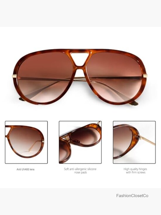 Vintage Oversized Aviator Sunglasses Gold Metal Frame UV Protection main image 7